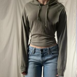 💚 VS PINK Waffle Knit Cropped Hoodie